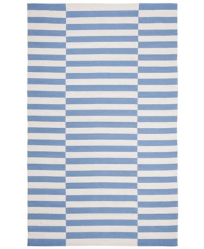 Ralph Lauren Ludlow Stripe Lrl7350b Chambray 4' X 6' Area Rug In Blue