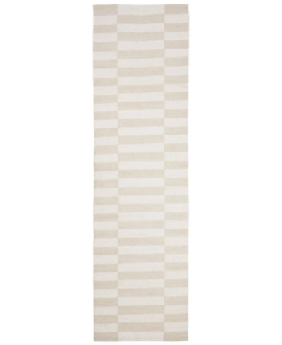 Ralph Lauren Ludlow Stripe Lrl7350d Alabaster 2'3" X 8' Runner Area Rug In Tan/beige