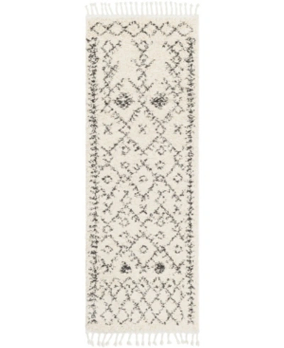 Surya Berber Shag Bbe-2302 Charcoal 2'7" X 7'3" Runner Area Rug In Black