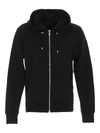 Balmain Textured Logo Zipped Hoodie In Black