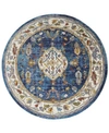 NICOLE MILLER PARLIN ASTER 8R-XC24B-496 NAVY AND IVORY 7'10" X 7'10" ROUND RUG