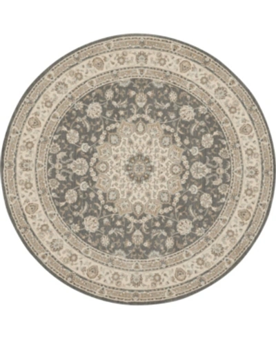 Nourison Living Treasures Li15 Gray And Ivory 5'10" Round Rug In Gray/ivory