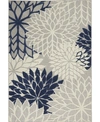 Nourison Aloha Alh05 Ivory And Navy 6' X 9' Outdoor Area Rug In Ivory/navy