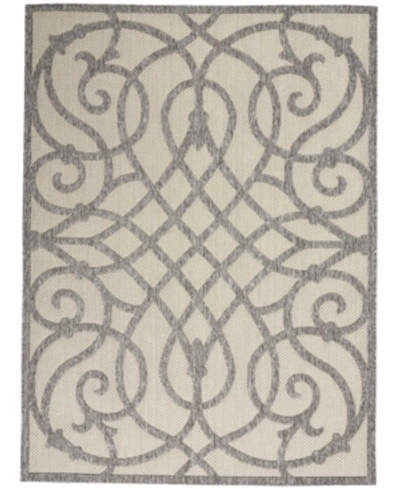 Nourison Cozumel Czm04 Cream And Gray 4' X 6' Outdoor Area Rug In Cream/gray