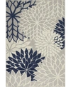 NOURISON ALOHA ALH05 IVORY AND NAVY 3'6" X 5'6" OUTDOOR AREA RUG
