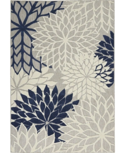 Nourison Aloha Alh05 Ivory And Navy 3'6" X 5'6" Outdoor Area Rug In Ivory/navy