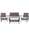 Safavieh Calann Outdoor 4-pc. Seating Set (1 Loveseat, 2 Chairs & 1 Coffee Table) In Grey