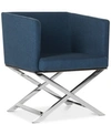 Safavieh Birtley Fabric Accent Chair In Navy Chrome