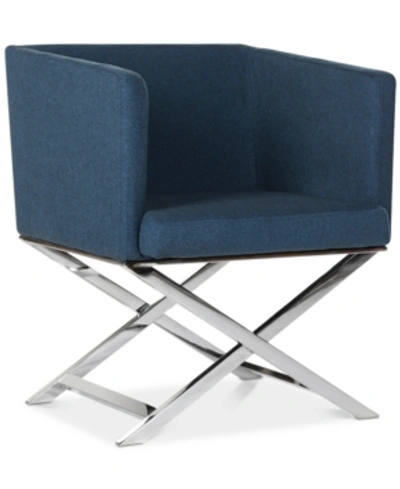Safavieh Birtley Fabric Accent Chair In Navy Chrome