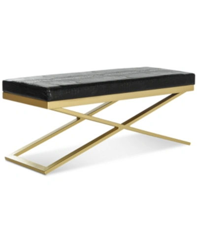 Safavieh Hone Faux Leather Bench In Black Snake Skin
