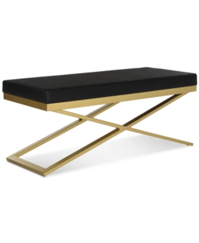 Safavieh Hone Faux Leather Bench In Black Textured