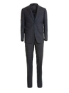 ARMANI COLLEZIONI G-LINE CHECKED WOOL FORMAL SUIT IN BLUE