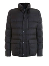 ARMANI COLLEZIONI TONAL PATTERNED PADDED FIELD JACKET IN BLUE