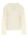 Dondup Pointelle-knit Wool Blend Sweater In White In White