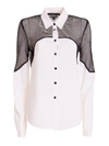 JUST CAVALLI CONTRASTING PANEL SHIRT IN WHITE AND BLACK
