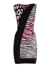 JUST CAVALLI ANIMAL PRINT KNITTED DRESS IN BLACK AND WHITE