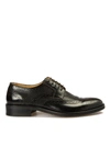 ARMANI COLLEZIONI DERBY BROGUE DETAILED LEATHER SHOES IN BLACK