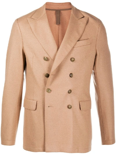 Eleventy Fitted Double Breasted Blazer In Camel