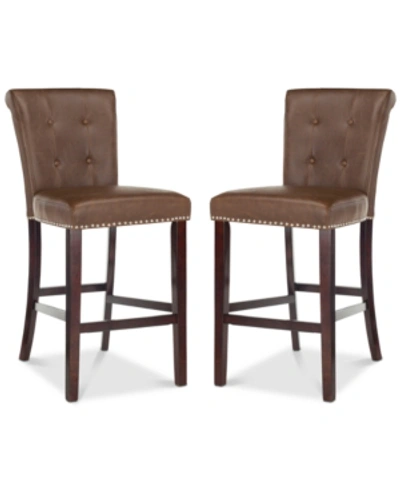 Safavieh Oston Faux Leather Bar Stool (set Of 2) In Brown