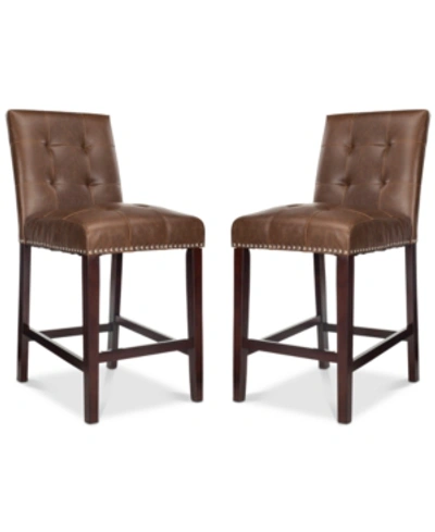 Safavieh Ora Faux Leather Counter Stool (set Of 2) In Brown