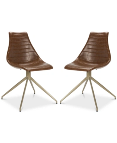 Safavieh Abbe Faux Leather Dining Chair (set Of 2) In Light Brow