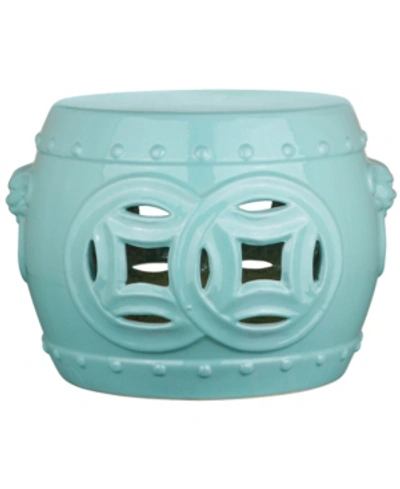 Safavieh Mei Double Coin Garden Stool In Light Blue