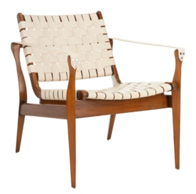 Safavieh Dilan Leather Safari Chair In Beige