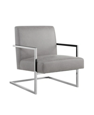 Nicole Miller Chester Accent Chair With Square Metal Arm And Base In Gray