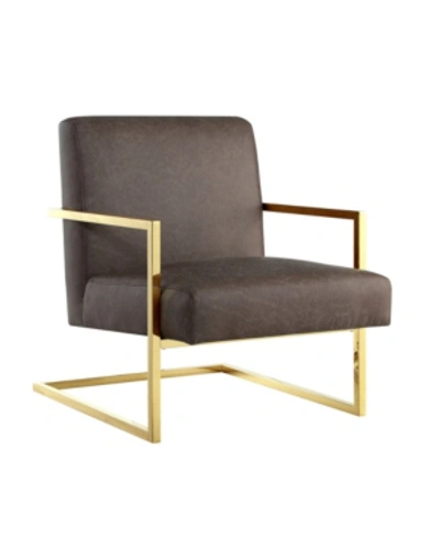 Nicole Miller Chester Accent Chair With Square Metal Arm And Base In Tan