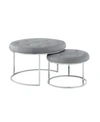 Nicole Miller Carlotta Upholstered Nesting Ottoman Set With Metal Frame In Grey