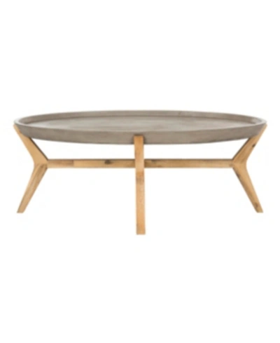 Safavieh Hadwin Indoor/outdoor Modern Concrete Oval Coffee Table In Dark Grey