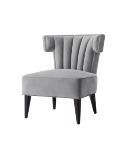 Nicole Miller Elmer Velvet Channel Back Accent Chair With Tapered Leg In Gray