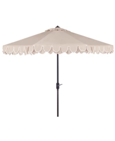 Safavieh Elegant Valance 9' Auto Tilt Umbrella In Beige