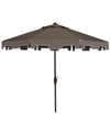 Safavieh Up Resistant Zimmerman 9 Ft Crank Market Push Button Tilt Umbrella With Flap In Grey