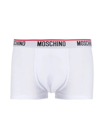 Moschino Logo刺绣四角裤 In White