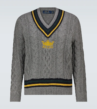 Polo Ralph Lauren Cable-knit Cricket Jumper In Grey