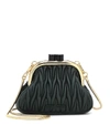 Miu Miu Miu Belle Mini Matelassé Leather Clutch In Green