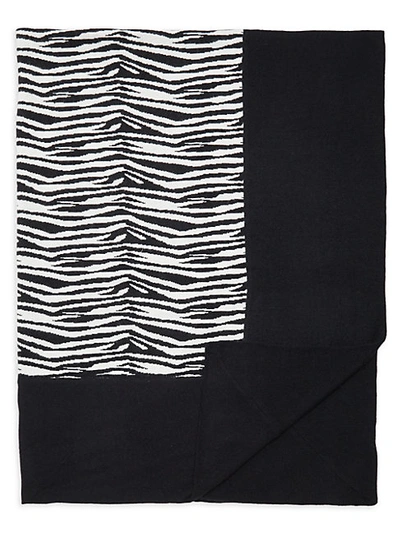 Portolano Zebra Stripe-print Bed Throw Blanket In Black White