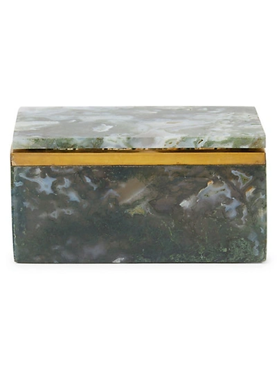 Anna New York Andu Medium Agate Trinket Box In Moss Agate