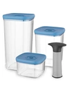 Berghoff International Leo 4-piece Vacuum Food Containers In Blue