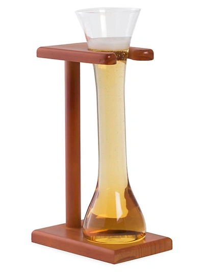 Bey-berk Quarter Yard Of Ale Glass With Stand In Brown