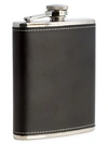 Bey-berk Stainless Steel & Leather Flask In Brown