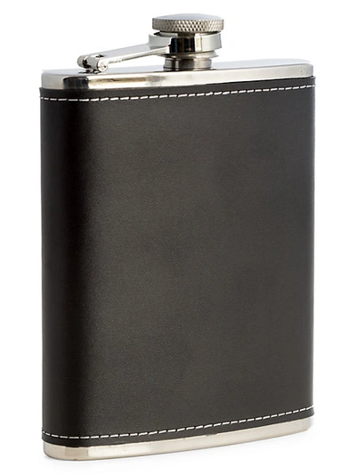 Bey-berk Stainless Steel & Leather Flask In Brown