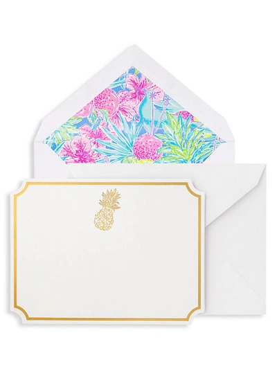 Lilly Pulitzer Swizzle In 10-pack Correspondence Cards Set In White Gold