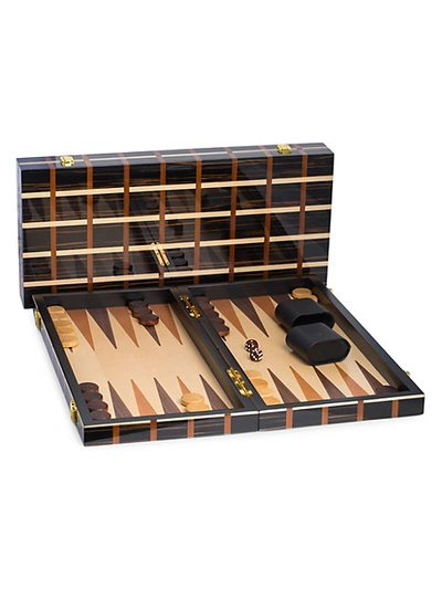 Bey-berk Wooden Backgammon Set In Black