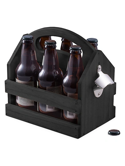 Bey-berk 6-bottle Wooden Caddy In Black