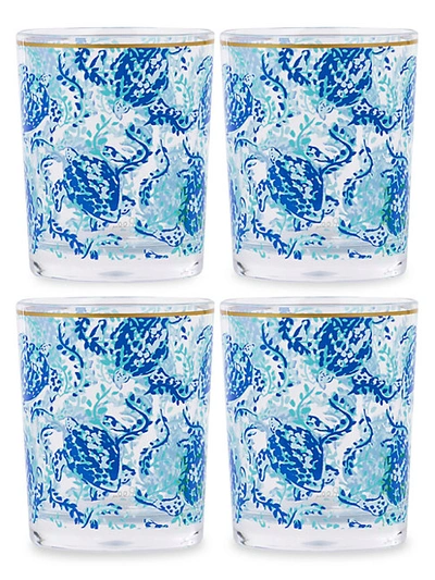 Lilly Pulitzer Turtley Awesome 4-piece Lo-ball Glass Set
