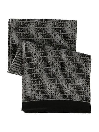 Moschino Logo Monochrome Blanket In Black Grey