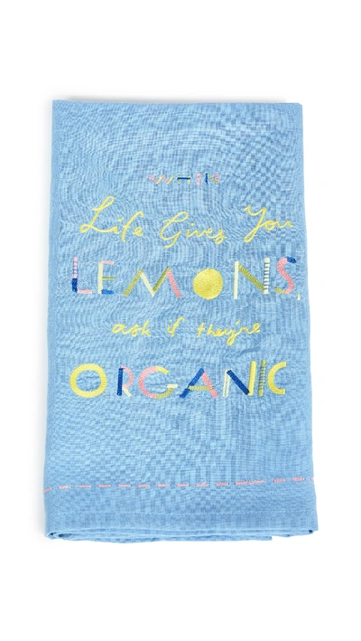 Anthropologie Organic Lemons Dishtowel In Blue Combo