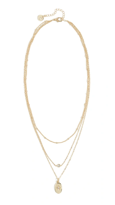 Jules Smith Dainty Layered Charm Oval Necklace In Gold